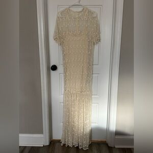 MARBLE Cream Floral Maxi Dress